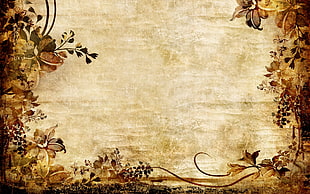 brown and beige floral frame digital wallpaper